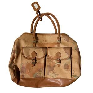 Vintage 90’s GITANO World Atlas Map Print Weekend Travel Duffel Carry On Bag 19”